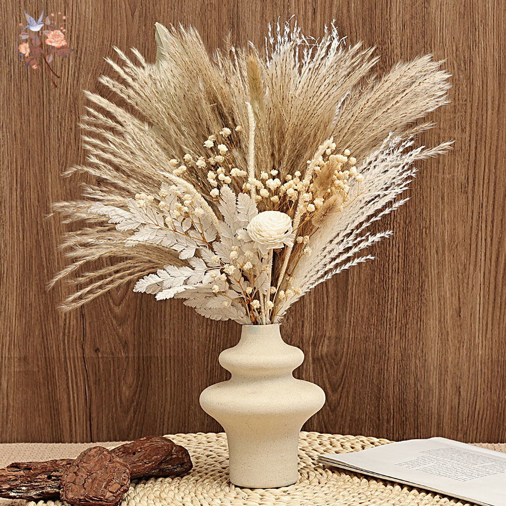 Dried Pampas Bundle - 40 peças secas pampas palmas folhas