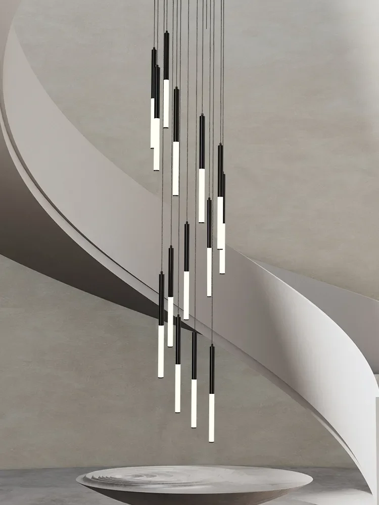 Interior Design Youtube - Moderno led criativo preto tubo redondo