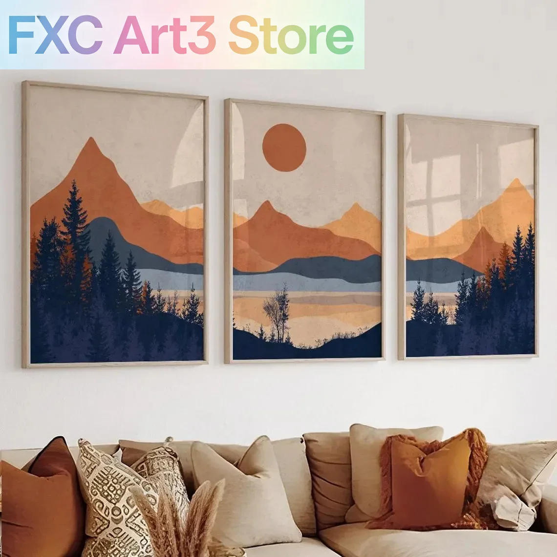 Abstract Canvas Set - Conjunto de 3 peças sem moldura,