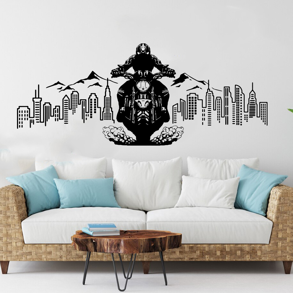 Interior Design Magazine - Cidade skyline motocicleta aventura adesivo de
