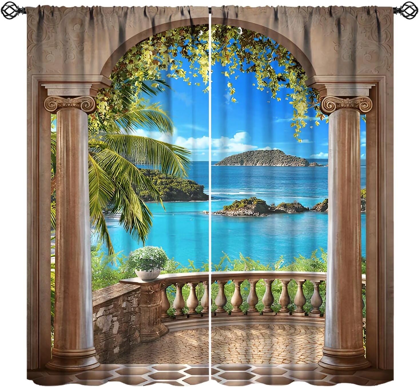 Interior Design Youtube - Cortinas com Vista de Praia Tropical,