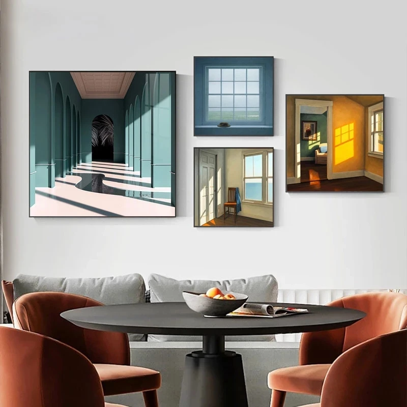 Interior Design Drawing - Janela nórdica fora da paisagem pintura