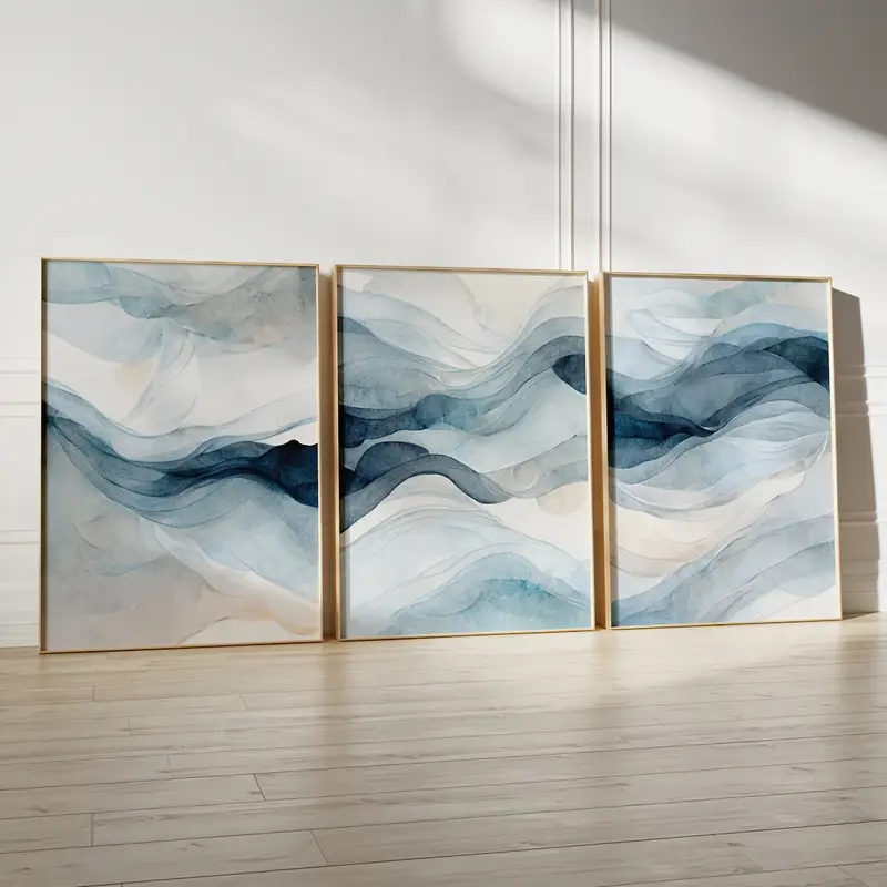 Abstract Canvas Set - 3 pçs/set abstrato moderno azul marinho