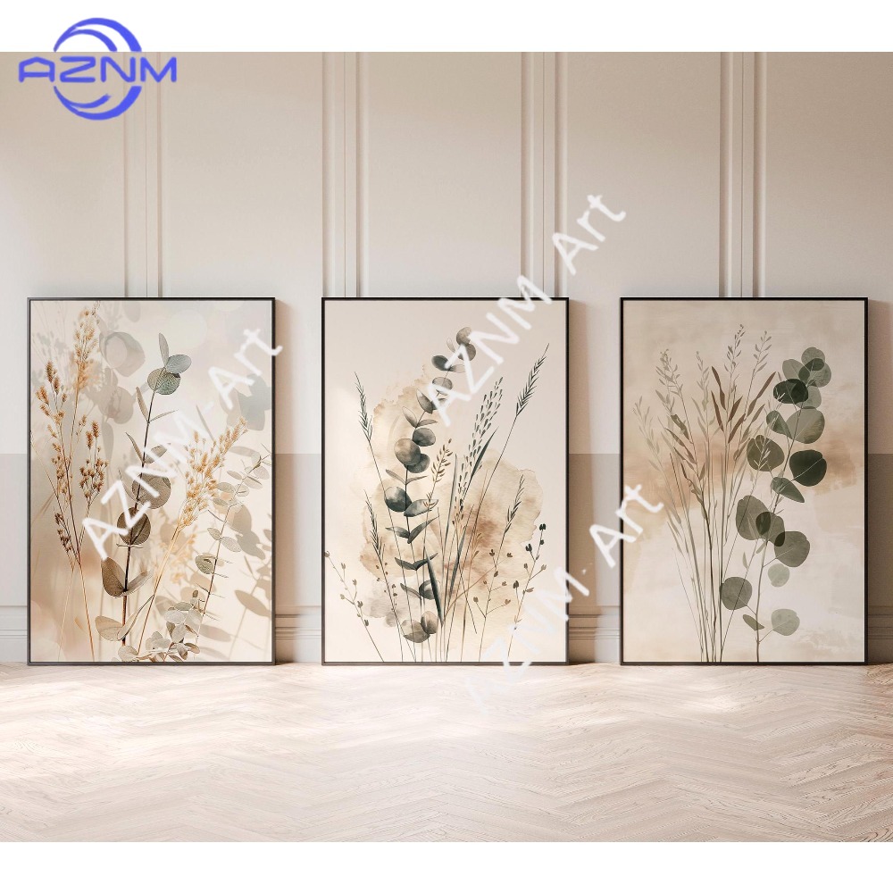 Abstract Canvas Set - Conjunto de arte botânica para parede,