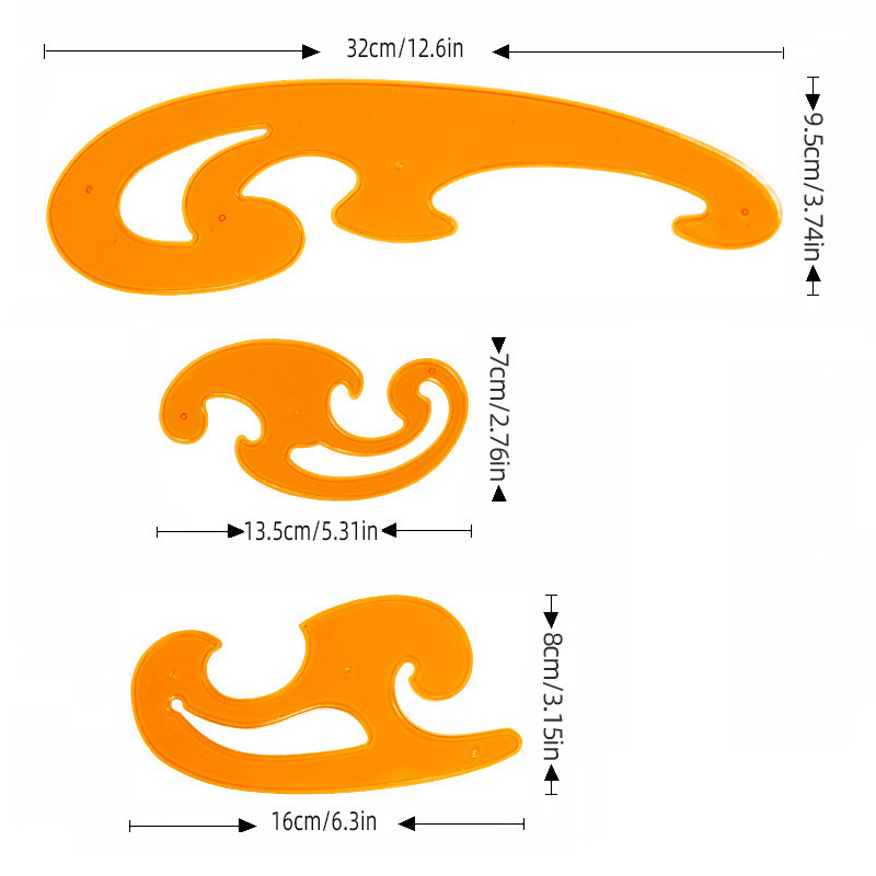 Conjunto de 3 Réguas Curvas pa - Interior Design Drawing avaliação e preço