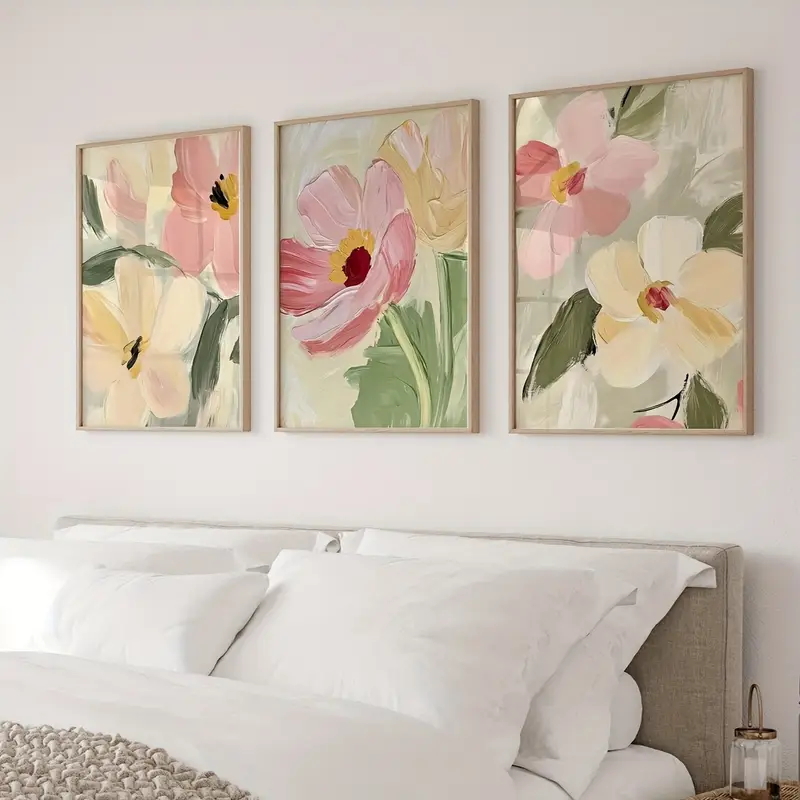 3 pçs/set pastel floral lona c - Abstract Canvas Set avaliação e preço