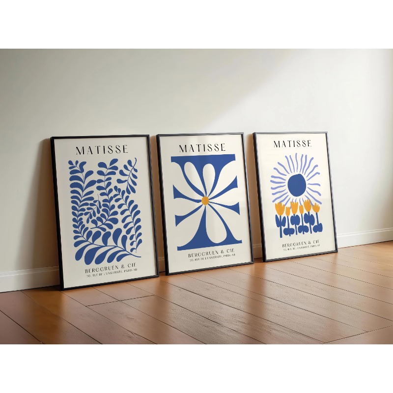 Conjunto de 3 impressões Blue  - Abstract Canvas Set avaliação e preço