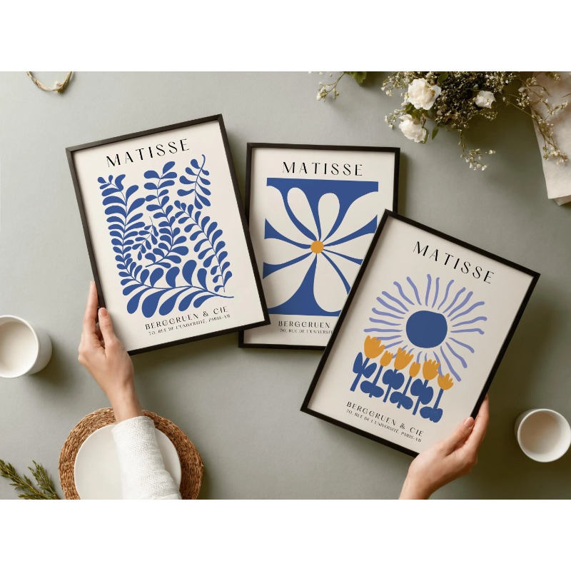 Conjunto de 3 impressões Blue  - Abstract Canvas Set avaliação e preço